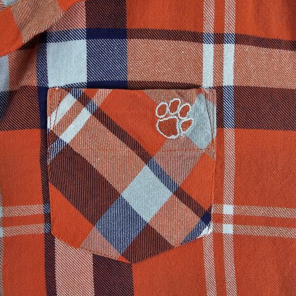 Clemson Tigers Flannel Shirt Plaid Button Up Long Sleeve Roll Tab UG Apparel 2X - Picture 4 of 11